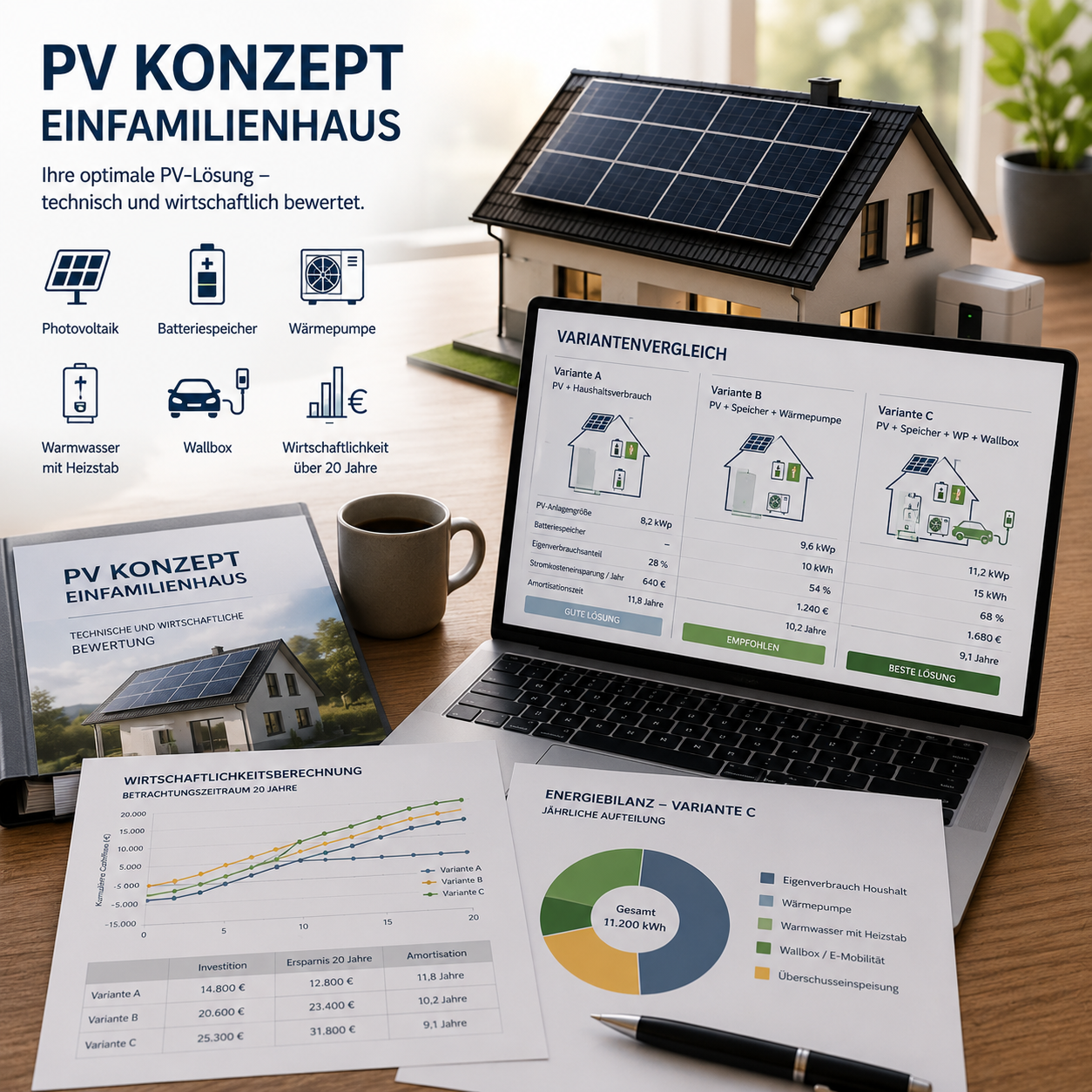 Für ein Einfamilienhaus - PV-Konzept