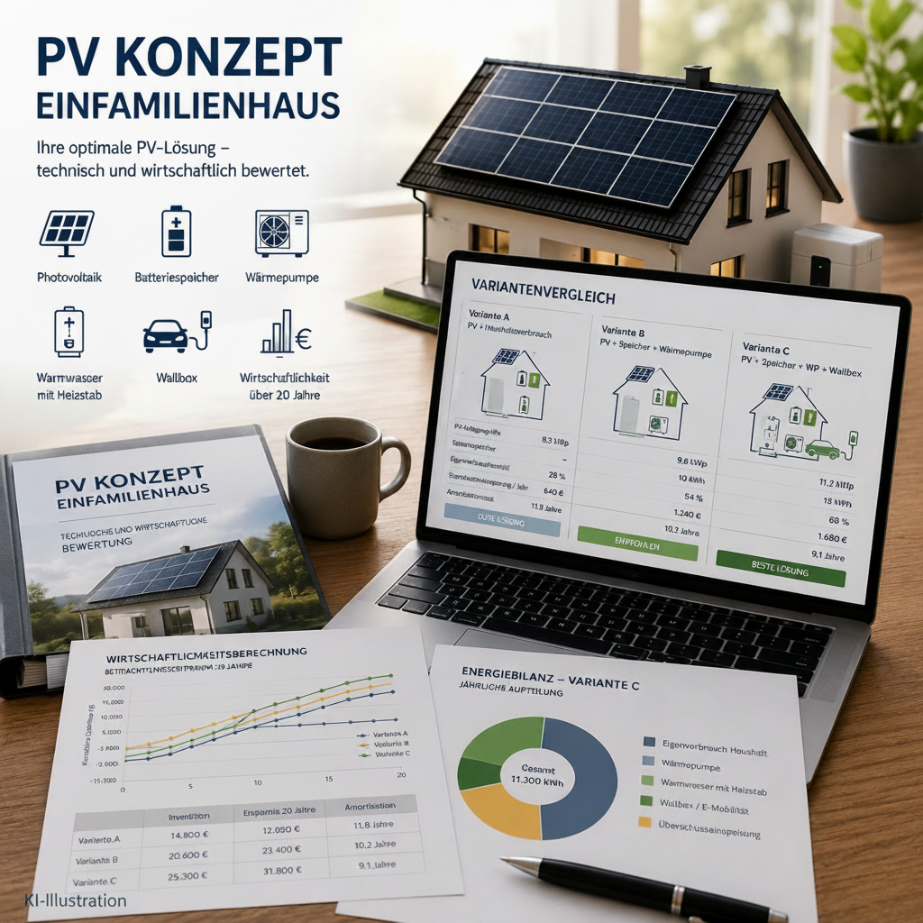 Für ein Einfamilienhaus - PV-Konzept