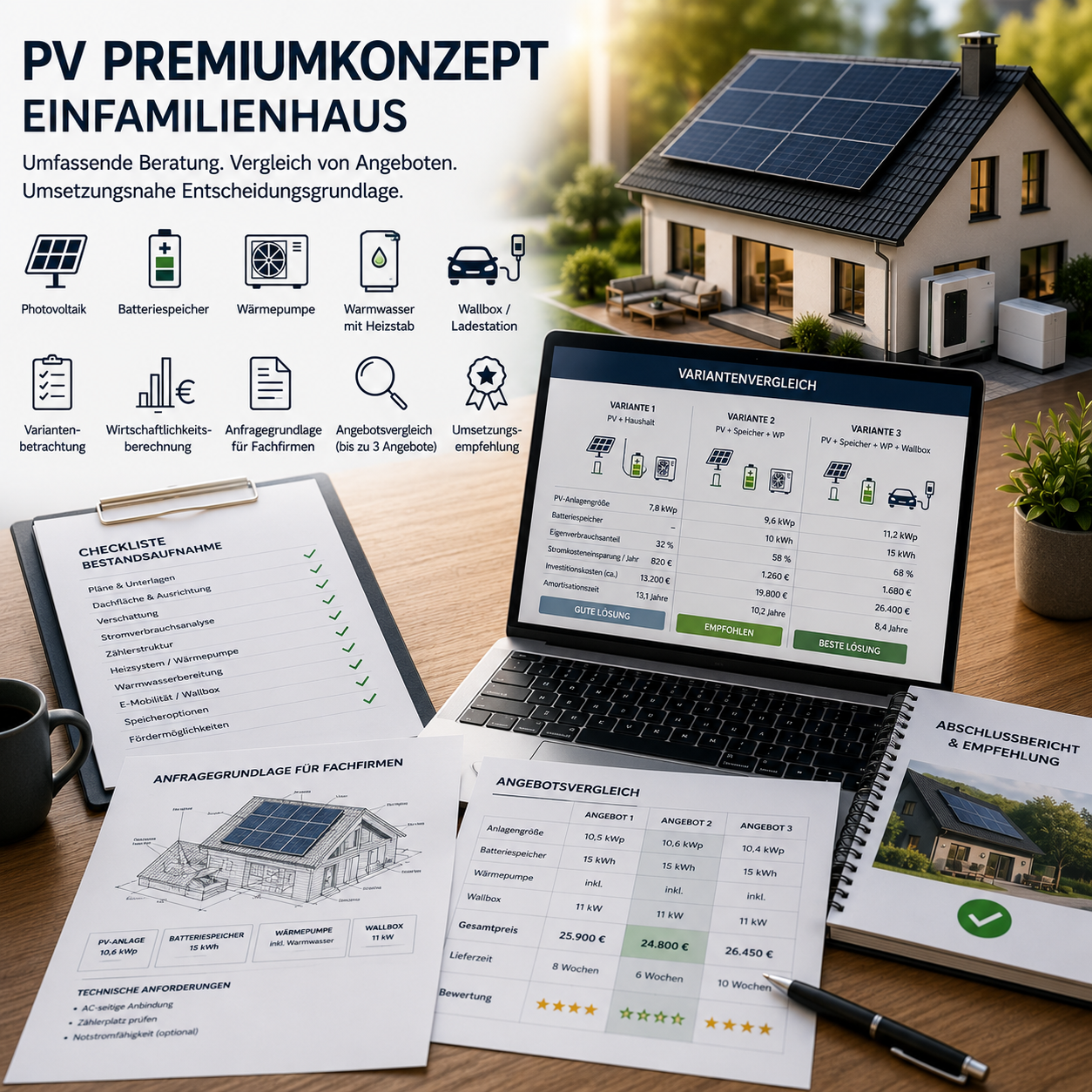 Für ein Einfamilienhaus - PV-Premiumkonzept