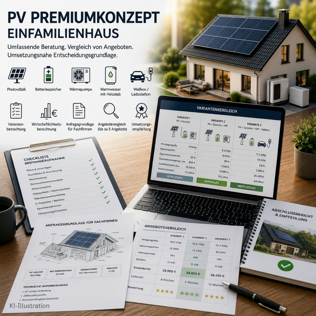 Für ein Einfamilienhaus - PV-Premiumkonzept