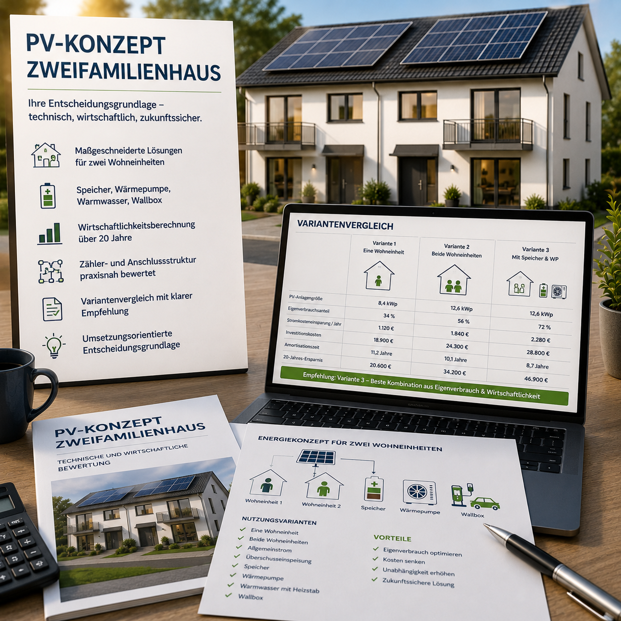 Für ein Zweifamilienhaus - PV-Konzept