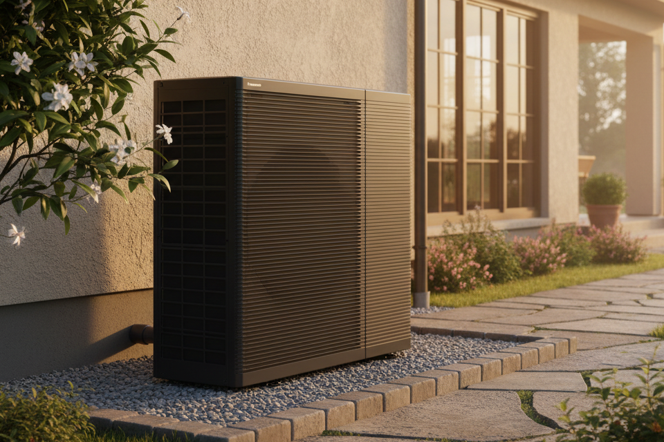 Panasonic Aquarea![Panasonic Aquarea Wärmepumpe - realistisch platziert